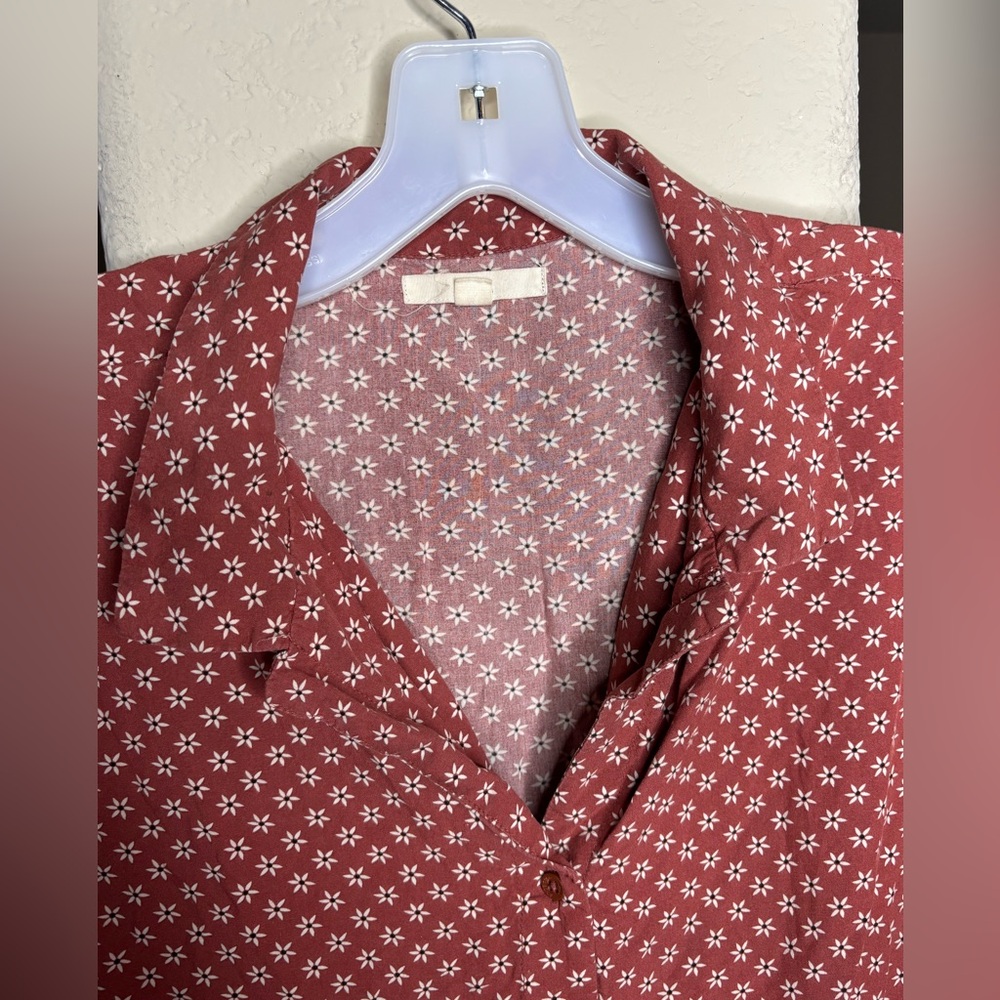 Vans Red Patterned Button-Down Mini Dress Size M … - image 5